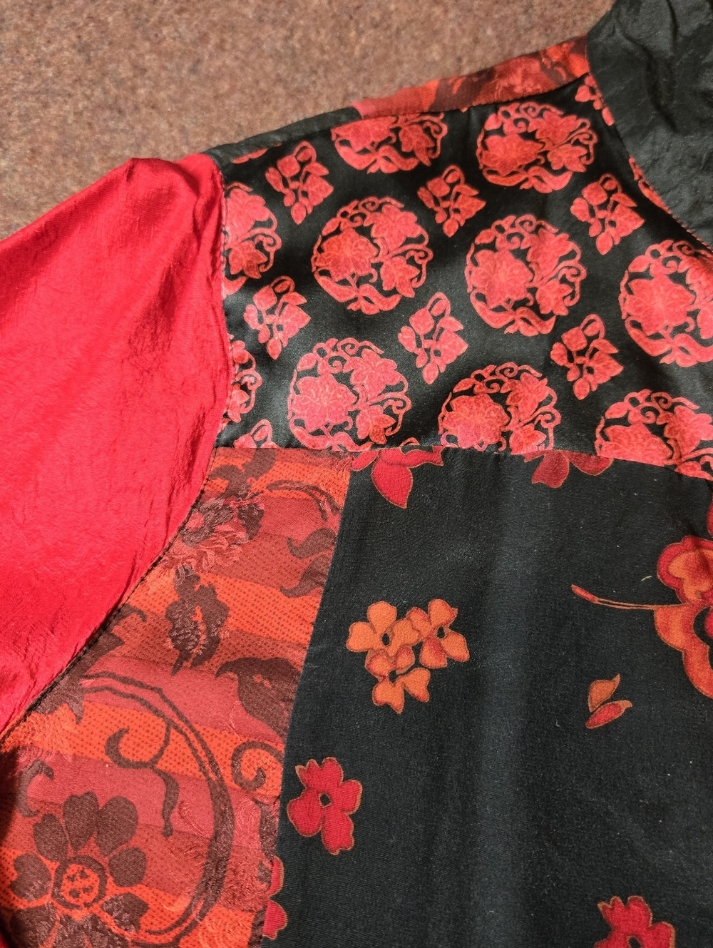 Koos Of Course Silk Blouse With Madarin Collar In Black Red Size Medium - Picture 5 of 14